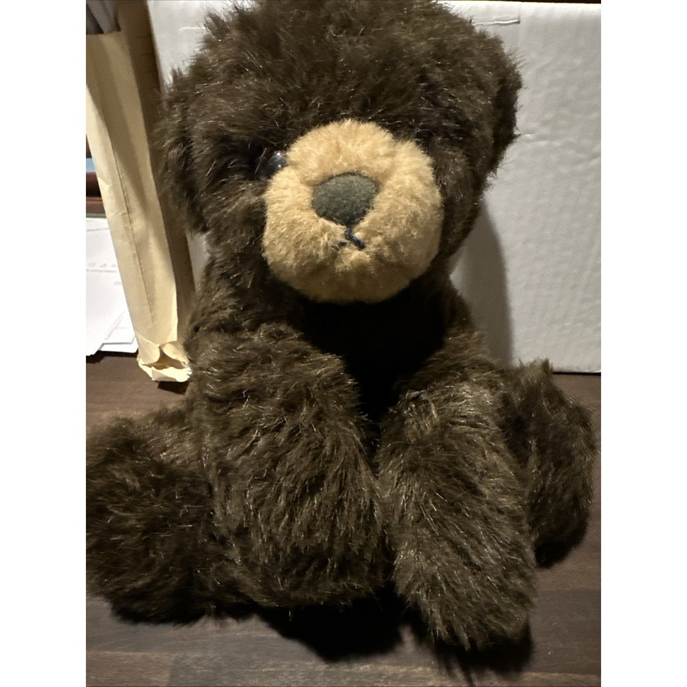 Vintage 1982 GUND Plush‎ ~Dark Brown Bear Floppy Teddy Laying Down